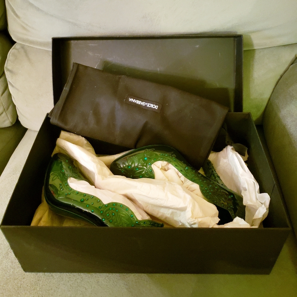 Dolce & gabbana emerald crystal cinderella shoes - Picture 9 of 10